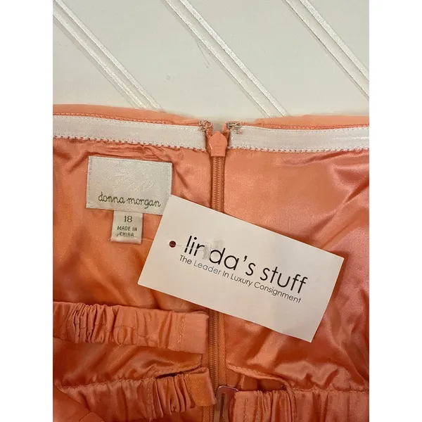 NWT Donna Morgan Peach Short Cocktail Dress Strapless Bridesmaid Wedding Sze 18 - Image 6