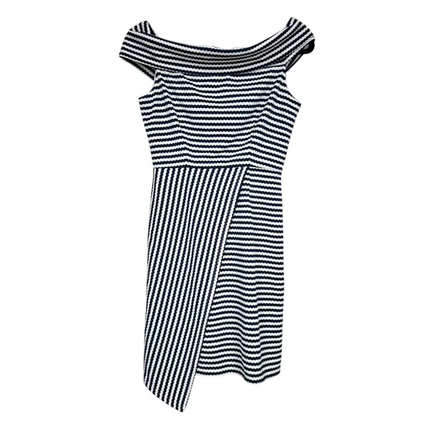 Hutch Blue White Striped Off Shoulder Asymmetrical Mini Dress Womens S Preppy - Image 2