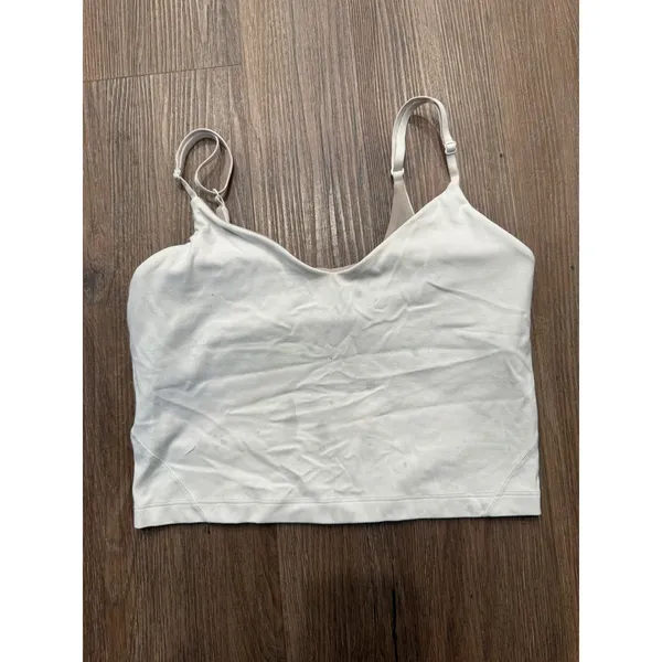 Lululemon Align Tank Top White Tan Adjustable Straps Nulu Yoga Crop‎ Size 6 flaw - Image 3