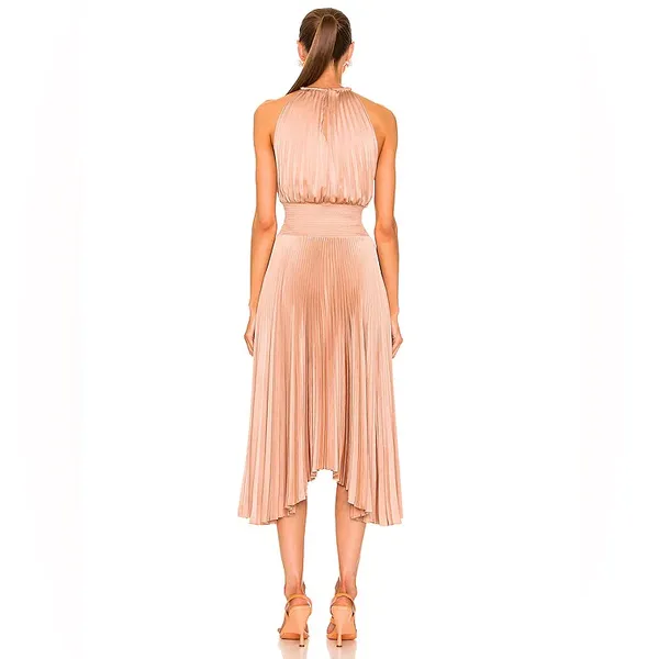 NEW A.L.C. Renzo II Satin Pleated Midi Sleeveless Dress in Bell Size‎ 2 $595 - Image 2