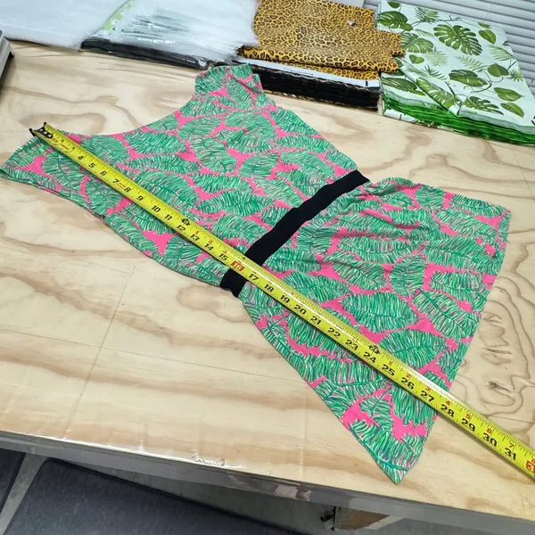 Lilly Pulitzer Pink‎ Green Palm Leaf Print Tunic Top Small Tropical Boat Neck - Image 10