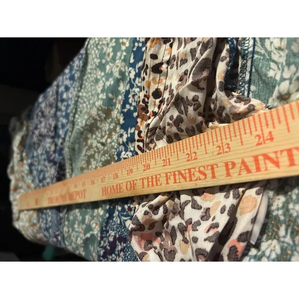 Umgee Women Blue Patchwork Print Floral Leopard Open Front Kimono Wrap Boho S/M - Image 5