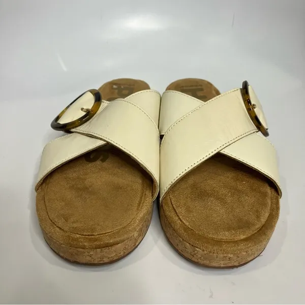 Hush puppies June platform criss cross‎ sandals slides white tan women’s size 10 - Image 3