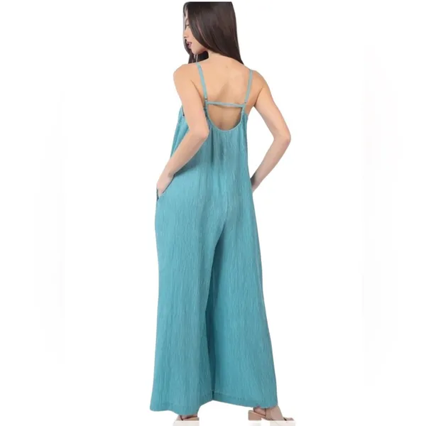 Sleeveless Pleated Wide Leg Jumpsuit w/ Pockets, never worn NWOT - Image 4