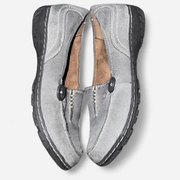 Naturalizer Gray and Black Suede Slip On Loafers, size 6 - Image 5