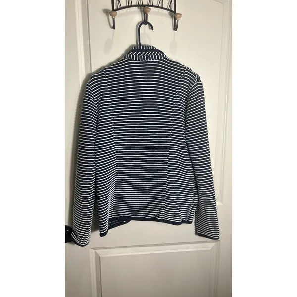 Brooks Brothers Supima Cotton Nautical Cardigan‎ Sweater XL Navy/White Striped - Image 7