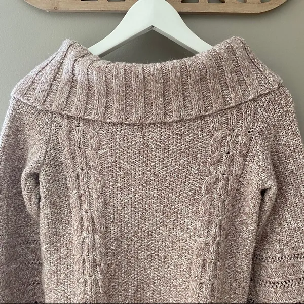 Anthropologie Sleeping On Snow By Off Shoulder Sweater Pink Sz Small - Image 9