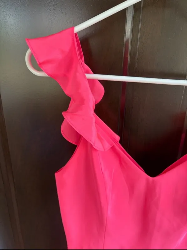 EUC Amanda Uprichard Silk Tate Dress Fluro Pink Size XS - Image 6