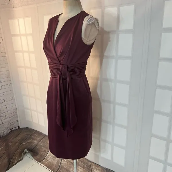 JS Boutique Purple Satin Sleeveless Fully Lined Knee Length Cocktail Dress Sz 6 - Image 4