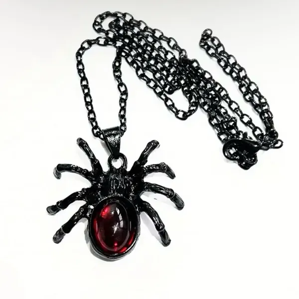 Gothic Black/Red Cute Spider‎ Pendant Necklace Punk Retro Style Fashion Jewelry - Image 9