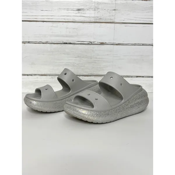 Crocs Classic Crush Glitter Platform Sandals Gray Women’s Size 9 Slip On Chunky - Image 2