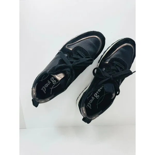 Paul Green Weaver Black Leather Sneaker Comfort Trainer US 9 UK 6.5 - Image 8