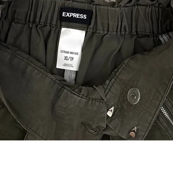 Express Olive Army Green High Rise Wide Leg Flowy Baggy Pants Size Women's XS - Image 4