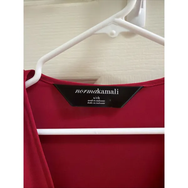 Norma Kamali Red Surplice Blouse Sz Sm Red Top Shirt Ruched Workwear - Image 2