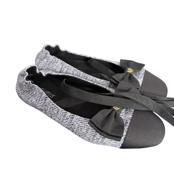Parisian Chic Textured Ballet Flats Lace Up Ribbon Tie Bow Accent Cap Toe Size 6 - Image 7
