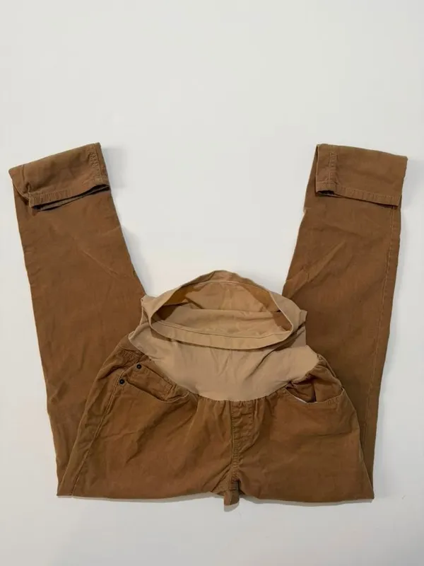 A Pea in the Pod Maternity Tan Brown Corduroy Pants with Secret Fit Belly Panel - Image 2