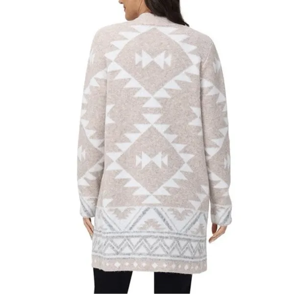 NWT Frye Ladies' Patterned Cardigan Sweater Oatmeal Combo M - Image 4