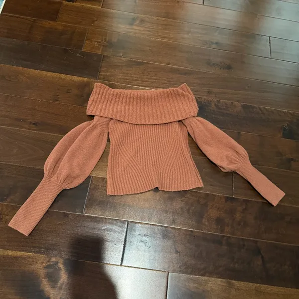 ANTHROPOLOGIE Tessa Off the Shoulder Puff Sleeve Sweater Top Size XS - Image 3