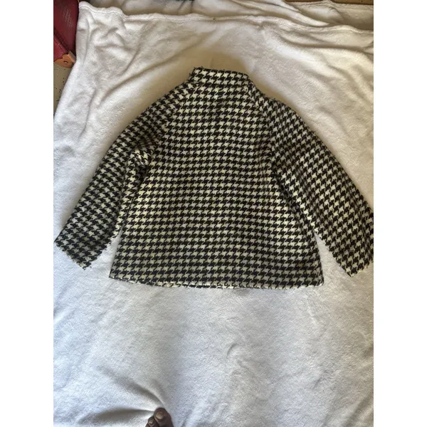 BANANA REPUBLIC Black/White houndstooth Wool Coat Cape Small - Image 15