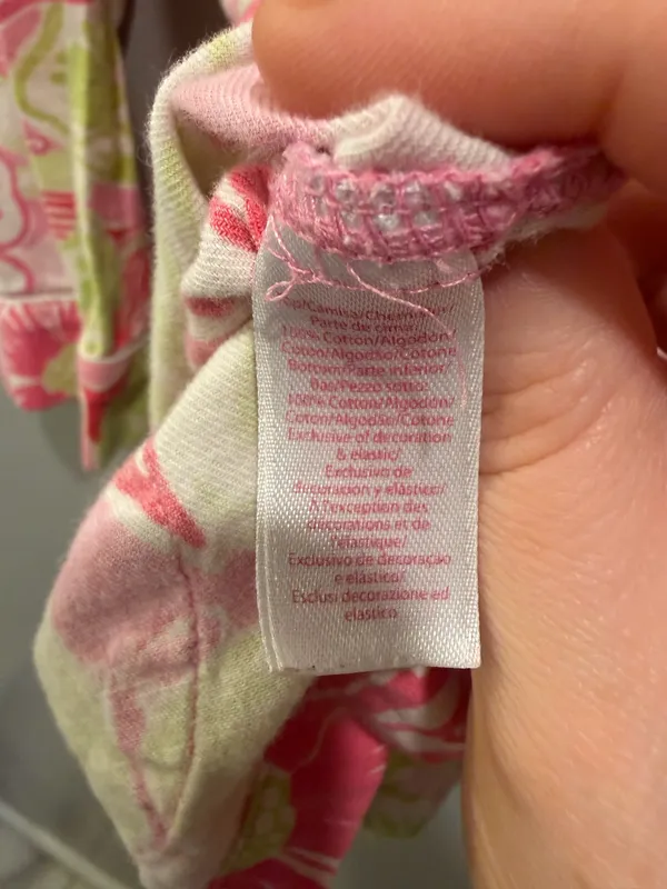 Lilly Pulitzer Floral Print Button-Down Bow Detail Long Sleeve Pajama Top Pink and Green - Image 5