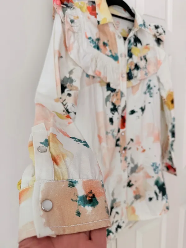 Anthropologie Pilcro Long-Sleeve Ruffled Denim Mini Shirt Dress, Size XS - Image 9