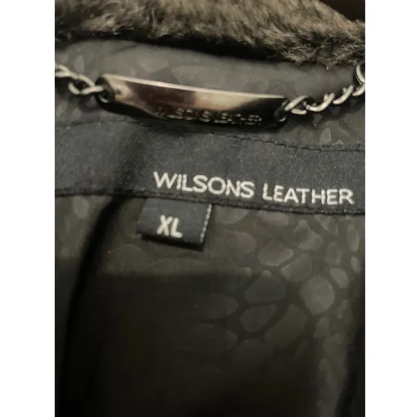 Wilsons Leather Black Jacket Faux Fur Collar XL WWZM2451 Moto Coat - Image 8