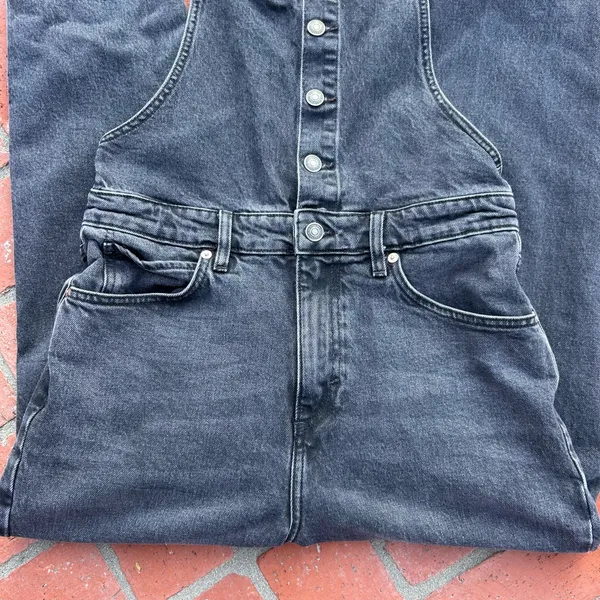 Free People Black Denim Overalls Size 30 - Image 2