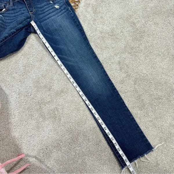 Abercrombie & Fitch The A&F Skinny Jeans Mid-Rise Distressed Raw Hem Size 28x35 - Image 14