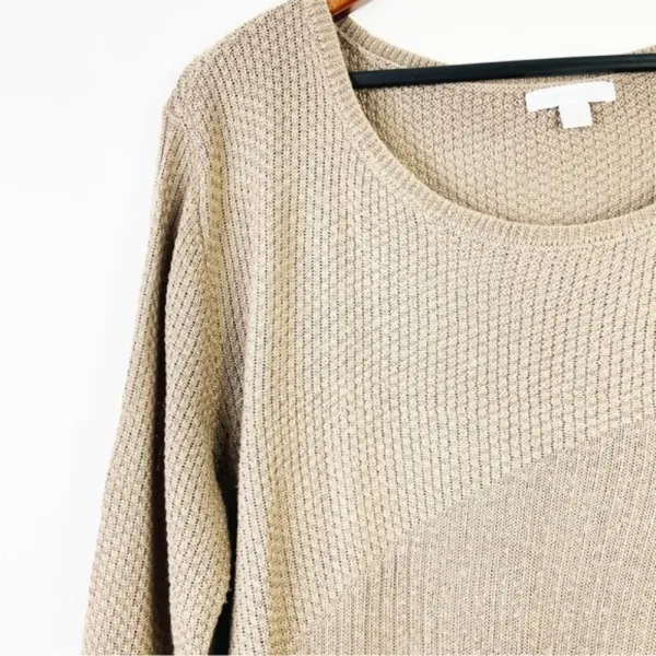 New York & Company Brown Tan Ribbed Sweater‎ Top XL - Image 3