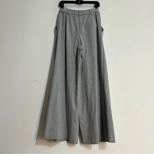 Anthropologie Maeve Boxer Detail Pleated Trouser Wide Leg Pants Grey Small - Image 3