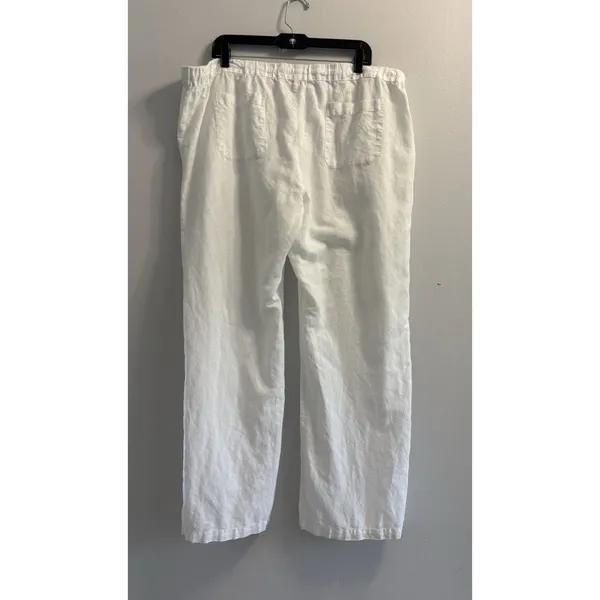 Merona White Linen Blend Pants XXL Wide Leg Drawstring Elastic Waist Resort - Image 3