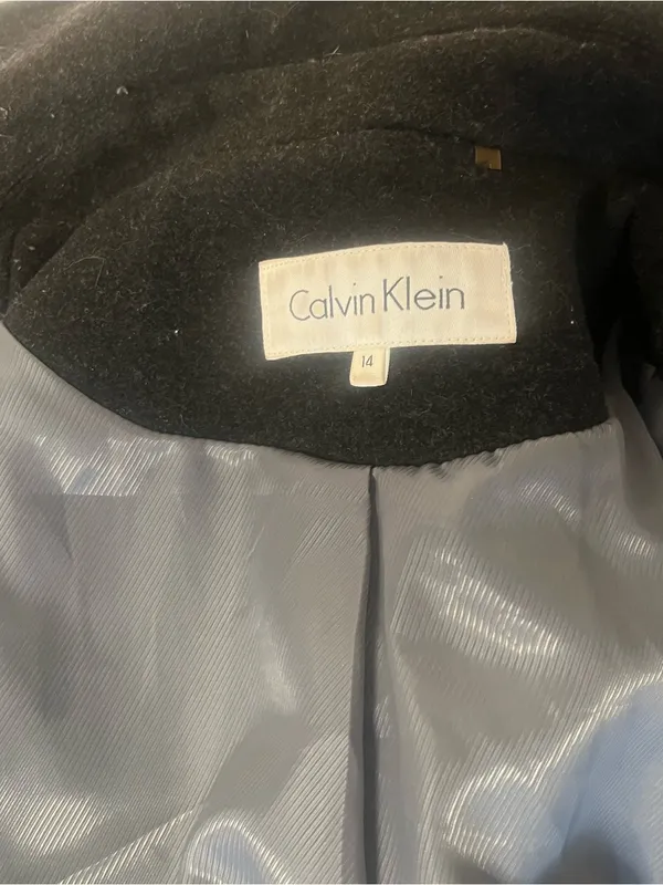 CALVIN KLEIN Charcoal Wool Blend Double Breasted Pea Coat Womens Size 14 - Image 8
