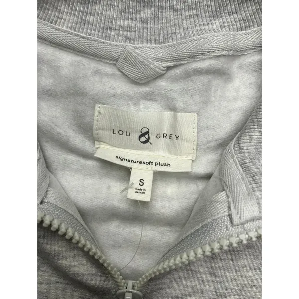 LOU & GREY‎ Signature Soft Plush Quarter Zip Pullover Sweatshirt Gray Size S new - Image 2