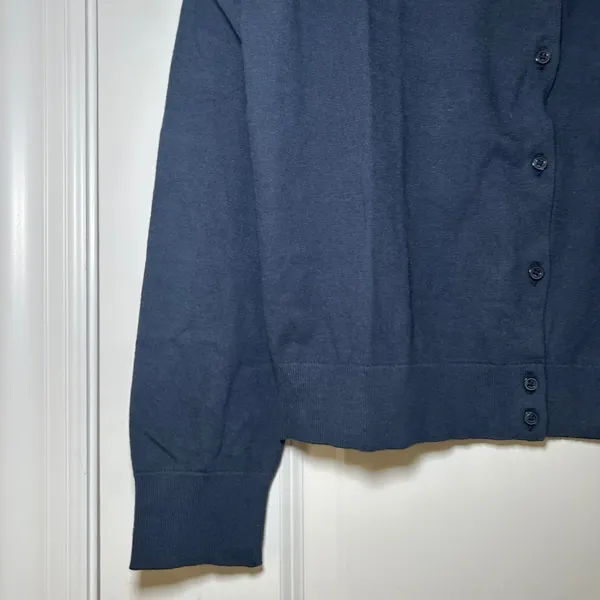 NWT J.Crew Classic Cardigan Navy Blue Button Front Cotton Sweater Womens L - Image 2