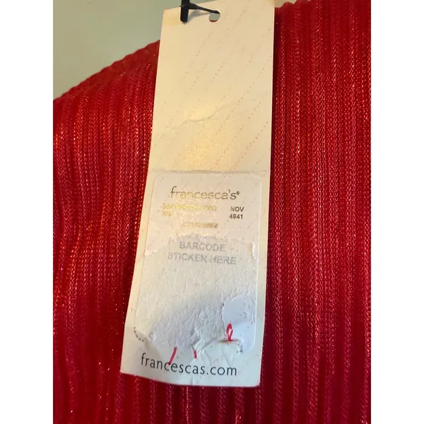 Francescas Red Metallic Tiered Mini Dress Sleeve S NWT y2k party festive dainty - Image 5