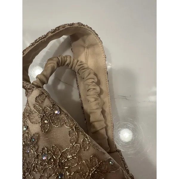 Vintage Aspeed Gold Formal Mini Dress Size Medium Sequin Lace Up Back V-Neck EUC - Image 5