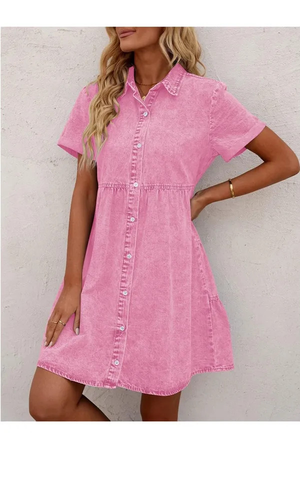 Pink Denim Dress Size XS - Image 2