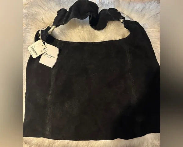 NWT Free People Bobbi Slouch Suede Tote In Black $98 MSRP 100% Leather No refunds returns or cancellations - Image 5