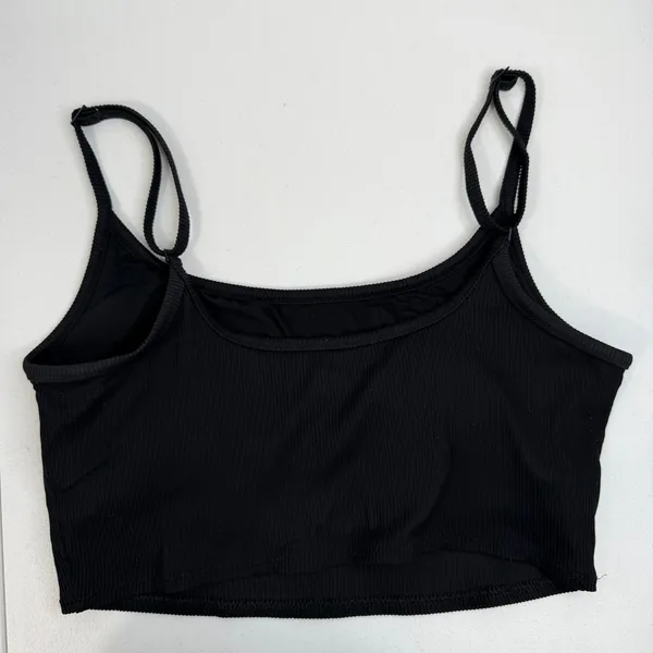 Aerie Sz L‎ Real Good Scoop Neck Ribbed Bralette Black Padded Pullover Seamless - Image 5