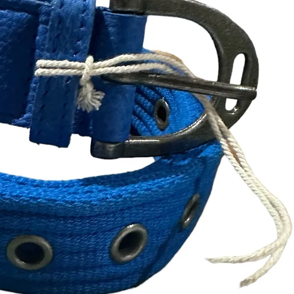 NWT Free People Avril Grommet Leather Woven Extra-Long Belt in Cobalt Blue - Image 4