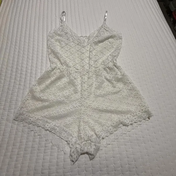 Frederick’s Of Hollywood White Floral Lace Romper Lingerie Sz L Large - Image 13