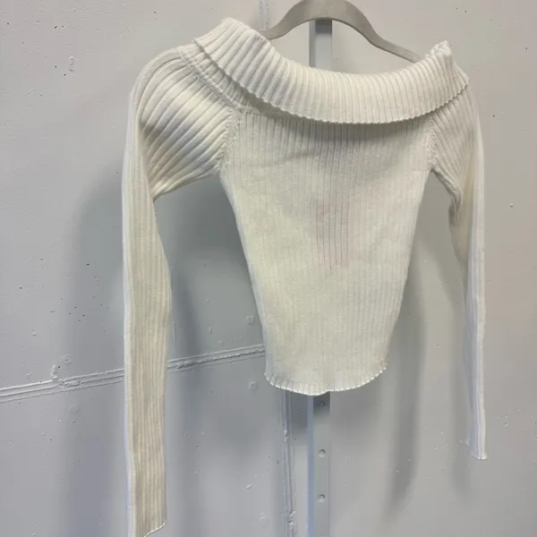 NWT Y2K Edikted White Ribbed Cowl Neck Sweater‎ XS - Image 4