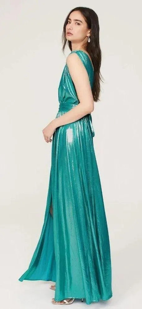 Bronx and Banco Romi Metallic Gown Blue Womens Size XS - Image 5
