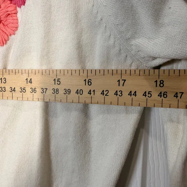 Garnet Hill Cream Floral Embroidered Button Front Cardigan Sweater XS Spring - Image 6