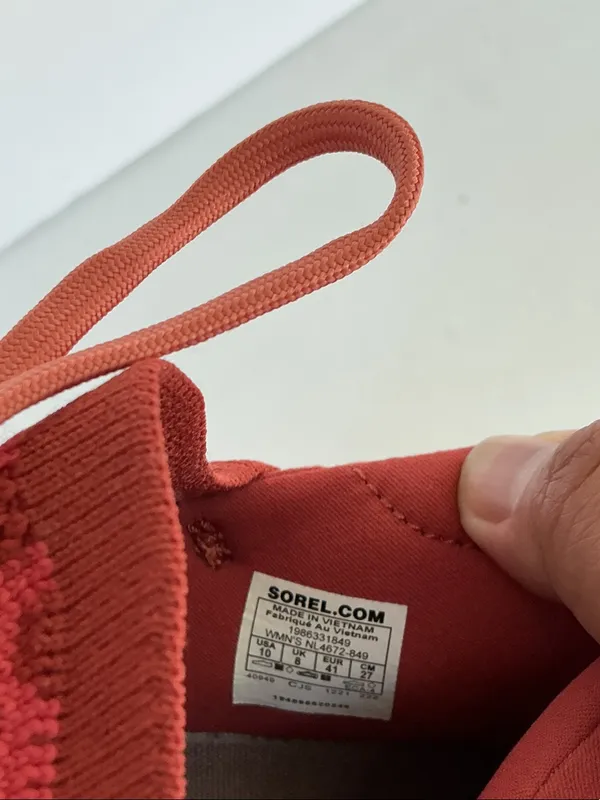 Sorel Explorer Blitz Red Knit Women's Sneakers with Cream Sole - Image 8