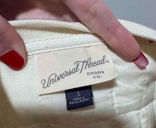 Universal Threads Quilt Quilted Cream Colorful Crew Neck Sweater Top Pullover - Image 6