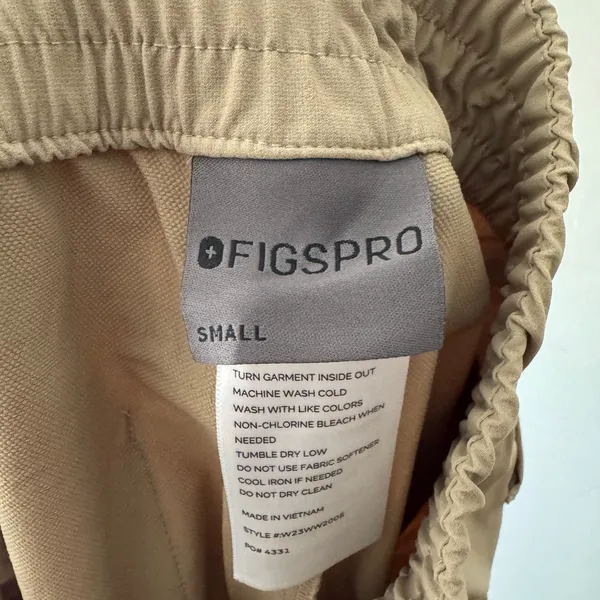 FigsPro Zip Fly Skinny Scrub Trouser Professional Pants Khaki Tan Elastic Waist‎ - Image 8