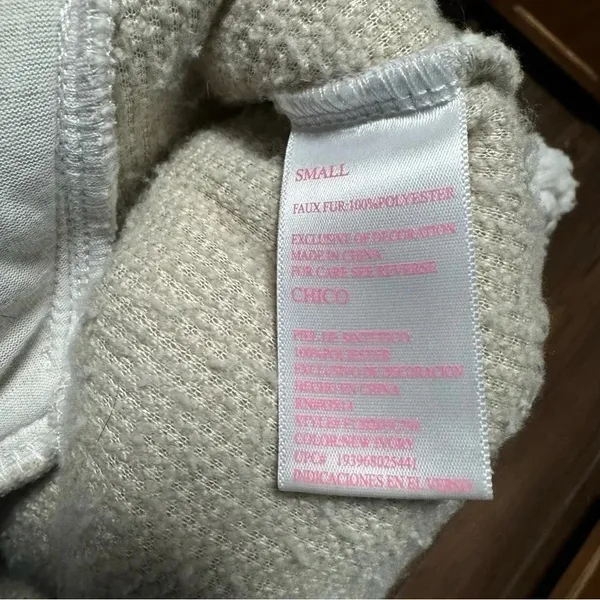 COZY SHERPA Quarter Zip White Pullover Sweater Jacket High Collar Soft Sz Small - Image 6