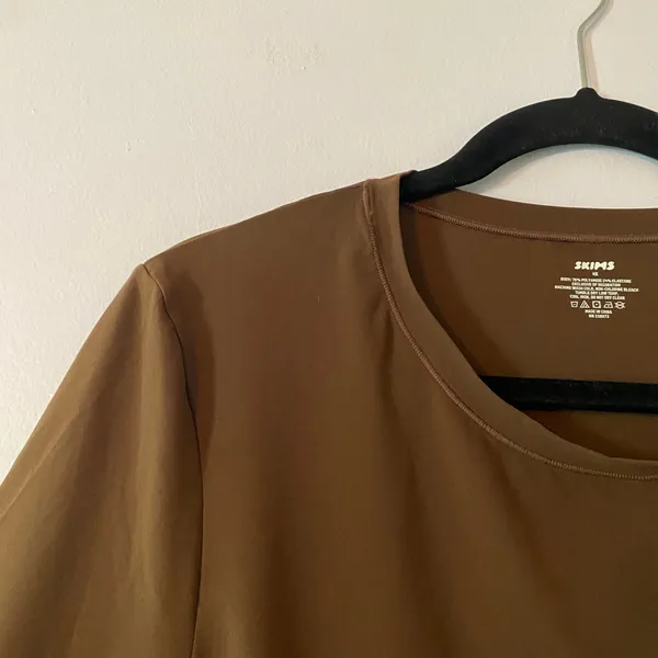 Skims Chocolate Brown Stretchy Short Sleeve Crewneck Shirt Loungewear Women's 4X - Image 3
