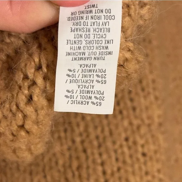 Aerie Oversized Crewneck Sweater Size Small Brown Tan Wool Blend Chunky Knit - Image 6
